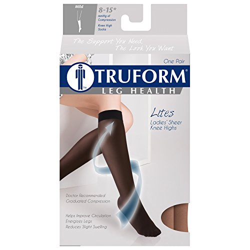 Image of Truform Sheer Compression Stockings, 8-15 mmHg, Women's Knee High Length, 20 Denier