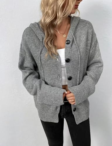 Women's Hooded Cardigan Sweater Long Trendy V-Neck Long Sleeve Coat2