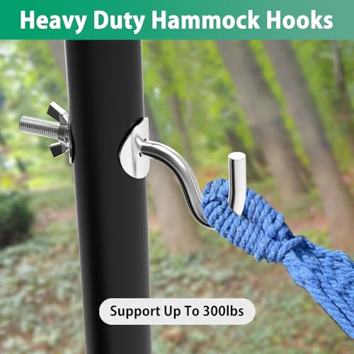Fengone Zinc Heavy Duty Replacement Hooks Fit 3/8 Inch Holding Hammock Hooks for 1-1/4 to 2 Inch Long Hole on Hammock Stand (4 Pcs) - Thumbnail 2