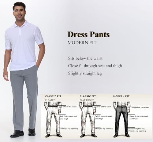 Soojun Men's Modern Fit Flex Flat Front Dress Pants2