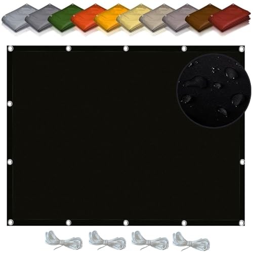Filet d'ombrage extérieur noir 2x6.5m polyester avec oeillets jardin