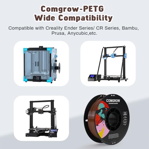 Image of Comgrow PETG 3D Printer Filament 1.75mm, High Precision and Tough 3D Printer Filament 1kg (2.2LBS), Dimensional Accuracy + /- 0.02 mm, Fit Most 3D Printers Coffee