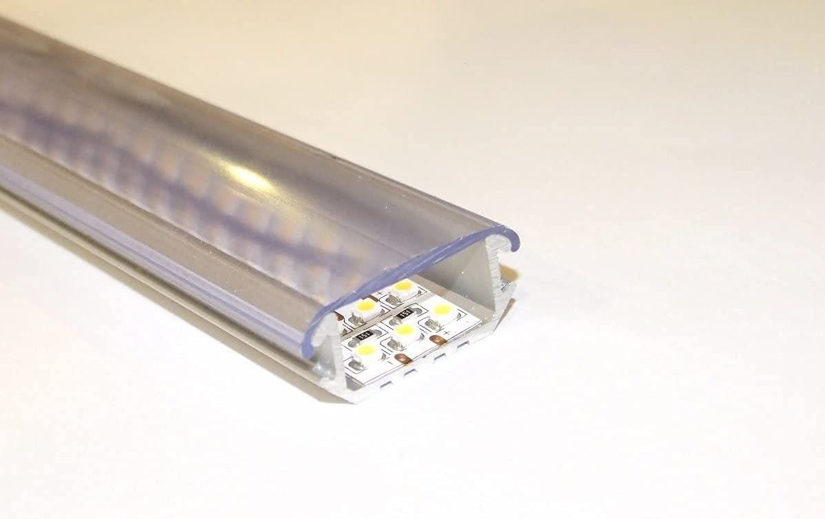 Marc Led Ltd Silver P6, Surface Or Corner Mounted Wide Aluminium Led Strip Light Profile, Raw Alu, Set With Transparent Cover (Material: Pvc) And Two End Caps; Length: 1M / 100Cm / 1000Mm
