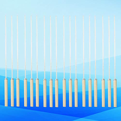 Good 50 peças de garfos de aço inoxidável para churrasco, cabo de madeira, palitos de churrasco, agu