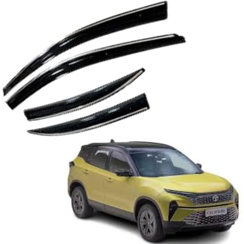 Image of CAR SAAZ Chrome Line Door Visor for Harrier(2023-Present)(Set of 4Pcs) | Rain Guard | Wind Deflector