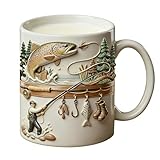 Taza de café de cerámica de 350 ml, divertido vaso de pescador para acampar al aire libre, senderismo, picnic, fogata, uso doméstico, té, café, agua, whisky,