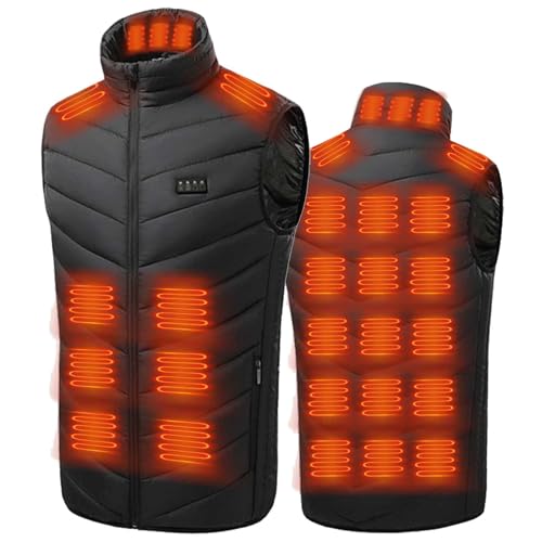 Battnot Beheizbare Weste Herren Beheizbare Jacke Damen, Heizjacke mit 28 Heizzonen, Warme Daunenweste Winterjacke Elektrische USB-Thermojacke Bequemer Winterjacke für Wandern Reisen Treking Fahrrad