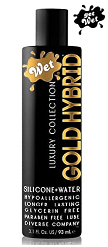 Image of Wet Gold Hybrid Silicone and Water-Based Lubricant | Long-Lasting Performance, Premium Formula | Made Without Glycerin and Parabens | Lube for Men, Women & Couples, 3.1 fl oz