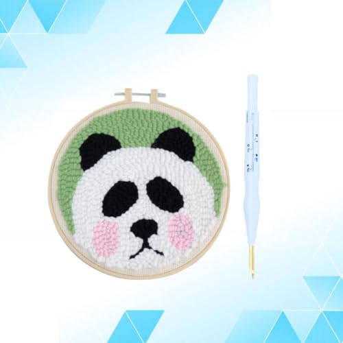 Kit de bordado aguja perforadora de panda con hilos de lana y bastidor para decoración 7