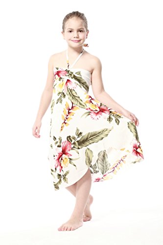 Girl Hawaiian Halter Dress in Cream Rafelsia4