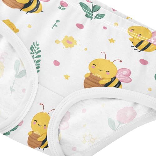 Wusikd Cute Bees Honeycomb Girls' Underwear Cotton Girls Briefs Soft Toddler Underwear 2T4