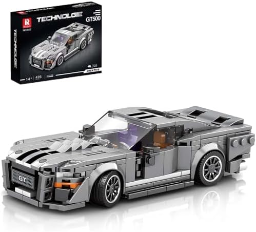 Reobrix 682 Ford GT500 Building Blocks Set, 1:24 Scale Model Car Kit for Display and Collectible, Race Car Building Toy for Teens 14+ and Adults, Compatible with Lego, 476 PCS