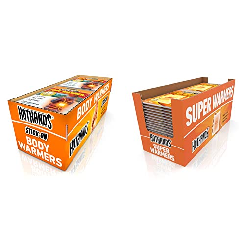 HotHands Body Warmers with Adhesive & Hand Super Warmers - Long Lasting Safe Natural Odorless Air Activated Warmers - Up to 18 Hours of Heat - 40 Individual Warmers