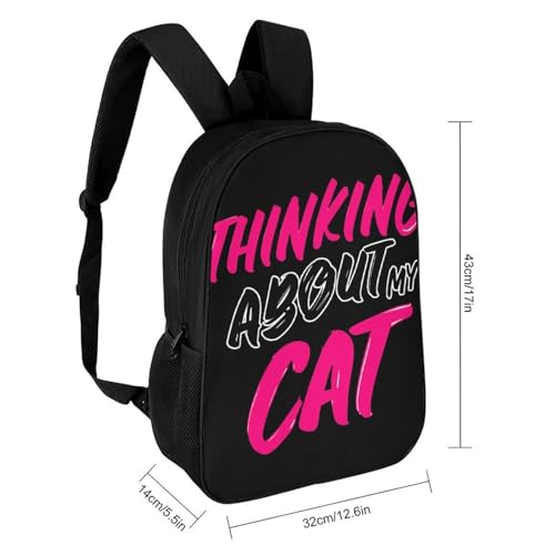 Thinking About My Cat Unisex Backpack 17" Casual Daypacks Simple Shoulders Bag for Camping Hiking Travel Gear2