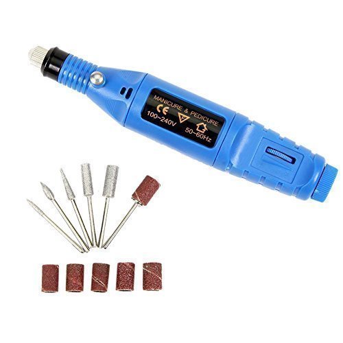 Benair Professional Finger Toe Nail Polishing Tools Care Electric Manicure Pedicure Kit Electric Nail Art File Cord Powered (Blue)