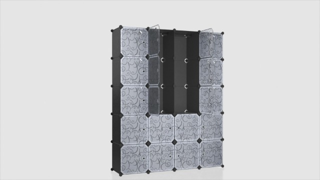 Armadio Modulare HOOBRO A 16 Cubi Con Ante - Guardaroba Portatile Bianco Per Camera, Ingresso, Soggiorno