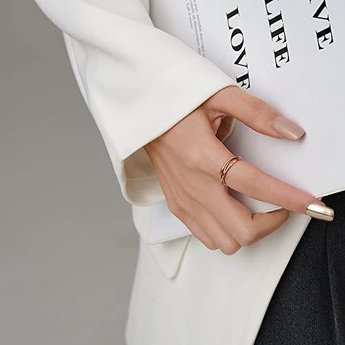 VQYSKO Triple Interlocked Rolling Ring for Women-Stainless Steel Stacking Cross Rings in Silver/Gold/Rose gold Minimalist Promise Ring for Love/Engagement/Wedding, Size 4-12 (Rose Gold, 6) - Thumbnail 5