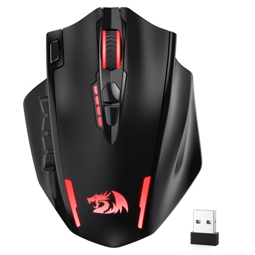 Redragon M913 MAX Wireless MMO Gaming Mouse 26000 DPI Remapping Keys | Cable-Free 0 Delay, Smooth Precise Tracking, Redefine Keybinding Macro, Vibing Backlight, Ergonomic Grip Body Comfort