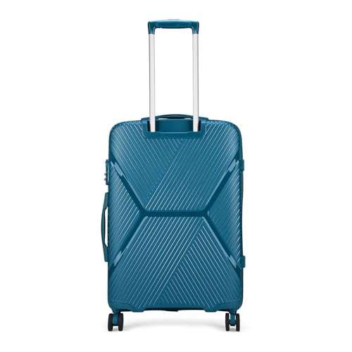 Image of VIP Plastic Hard Shell 8 Spinner Wheels Engage Check-In Trolley Bag Set - (56+66+76Cms) For Travel (So3, Light Blue), Small, Large, Medium