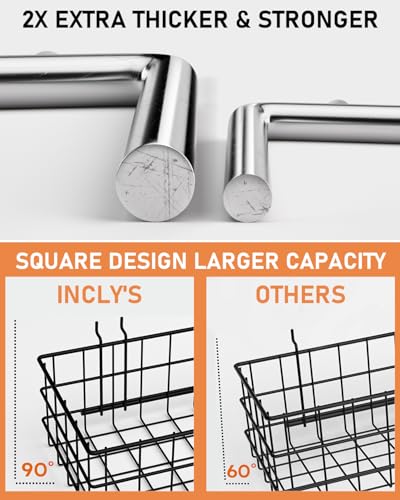 Incly 1/4 Inch Extra Thick Pegboard Accessories Kit, 100Pcs Heavy Duty Metal Peg Board Hook Assortment With 3 Sizes Pegboard Basket S/M/L Fit 1/4 Inch Pegboard For Garage Wall Organizer Hanging Tools thumb #1