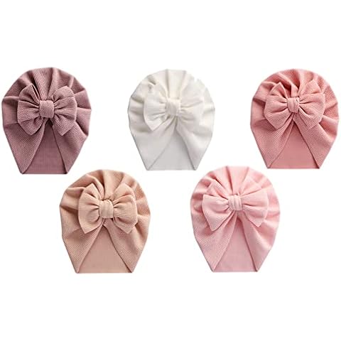 SEAUR - Turban Hat for Baby Newborn Hospital Hat Baby Head Wraps Infant Girl Beanie Hat with Bow Cover
