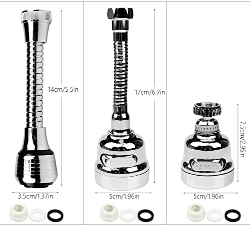 3 Pcs Kitchen Tap Spray Head 360° Swivel Tap Aerator 3 Mode Adjustable Faucet Extender Rotatable Anti-Splash Faucet Sprayer Attachment for Bathroom Kitchen