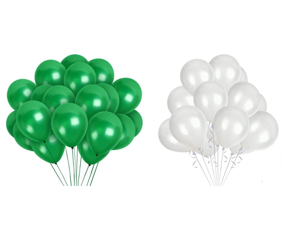 Metallic balloons Green, White (Pack of 50)-picture-19