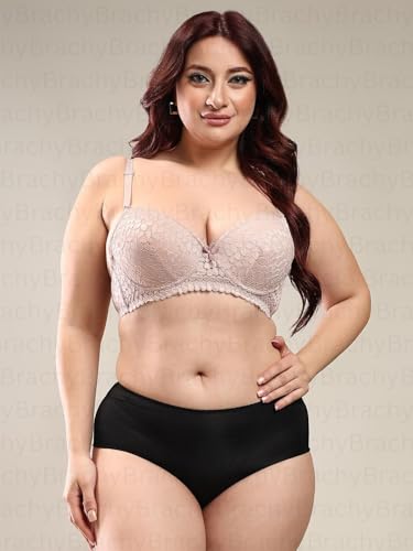 Image of Brachy Women Elegant Sexy Lacy Net Padded T-Shirt Underwire Adjustable Straps Pushup Bra Everyday Bra, (Multicolor), (MultiSize), 3 /4-Coverage Double Haveliy Push up Bra