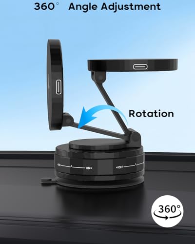 Support magnétique de voiture réglable à 360° pour iPhone et surface lisse - 5