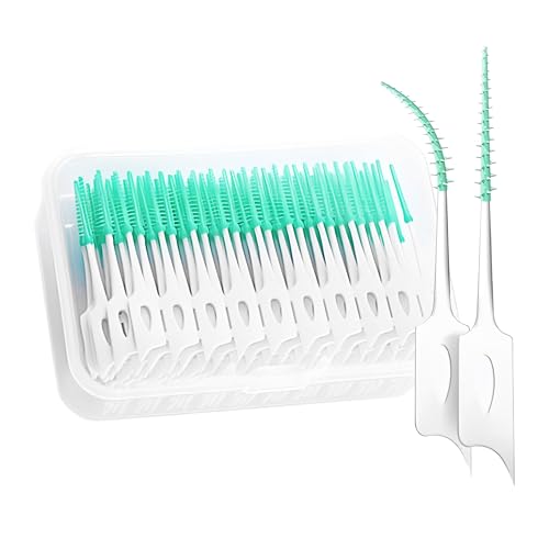 CATMEYE 300 Piezas Cepillos Interdentales de Silicona Suave, Palillos de Hilo Dental de Doble Uso, Cepillo Dental Interdental para Limpieza Bucal e Higiene de Espacios Interdentales (Verde)