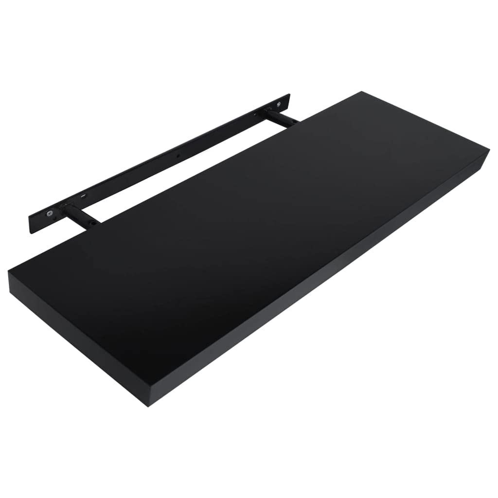 Wandregal 2 Stück Schwarz 120x20x3,8 cm Schweberegal aus MDF mit Unsichtbarer Montage für Bücher Deko und Pflanzen im Wohnzimmer Büro
