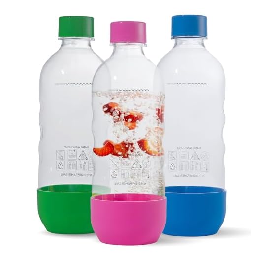 Replacement Carbonating Sparkling Water Bottles for SodaStream - 1 Liter, BPA-Free & Leak-Proof (Compatible with Fizzi, One Touch, Jet, Source, Play, Genesis, Power Models) - 3-Pack (Multi)