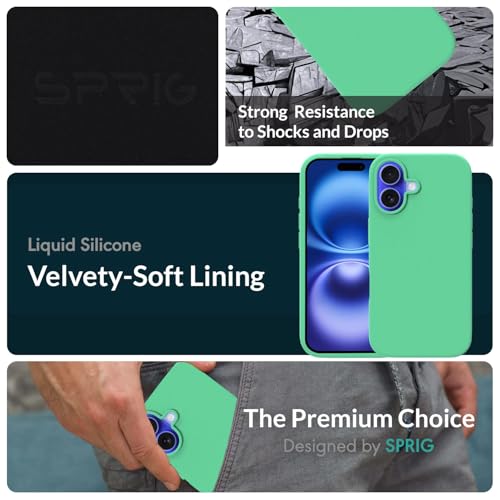 Image of SPRIG Compatible with iPhone 16 Premium SilkMag (Liquid Silicone Magnetic) Back Cover Drop Tested Shock Proof Mobile Case for Men, Women, Boys and Girls with Camera Protection (Pastel Green)