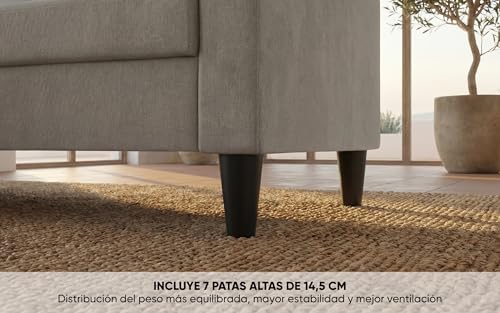 Sofá de salón 3 plazas con chaise longue esquinero reversible BUDWING Fox gris 8