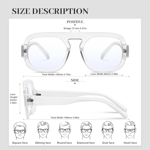 Image of Aviator Blue Light Blocking Glasses for Women Men Square Flat Top Computer TV Eyeglasses Anti Eyestrain