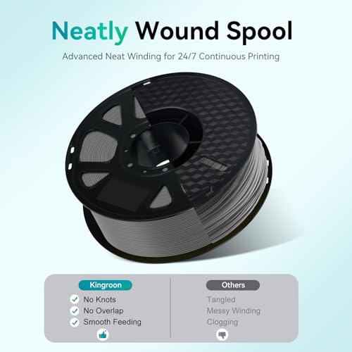 Image of Kingroon PLA Filament 1.75mm Bundle 10KG, 1kg Per Spool 10 Pack, Smooth Printing 3D Printer Filament Bulk, Dimensional Accuracy, + /- 0.02mm Tolerance, Grey