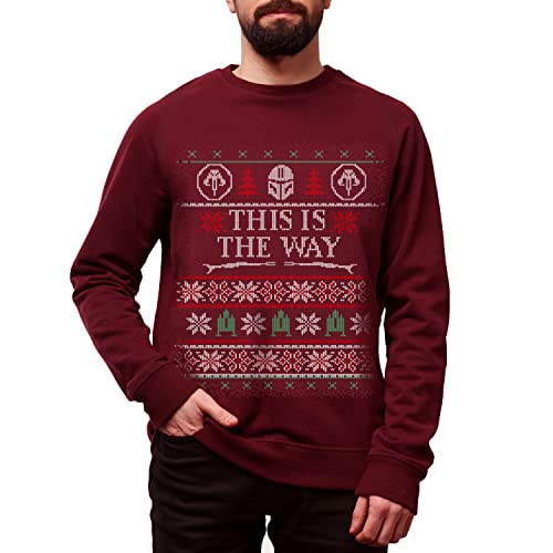 Pull de Noël Mando bordeaux pour homme en taille M idéal comme cadeau festif d'hiver