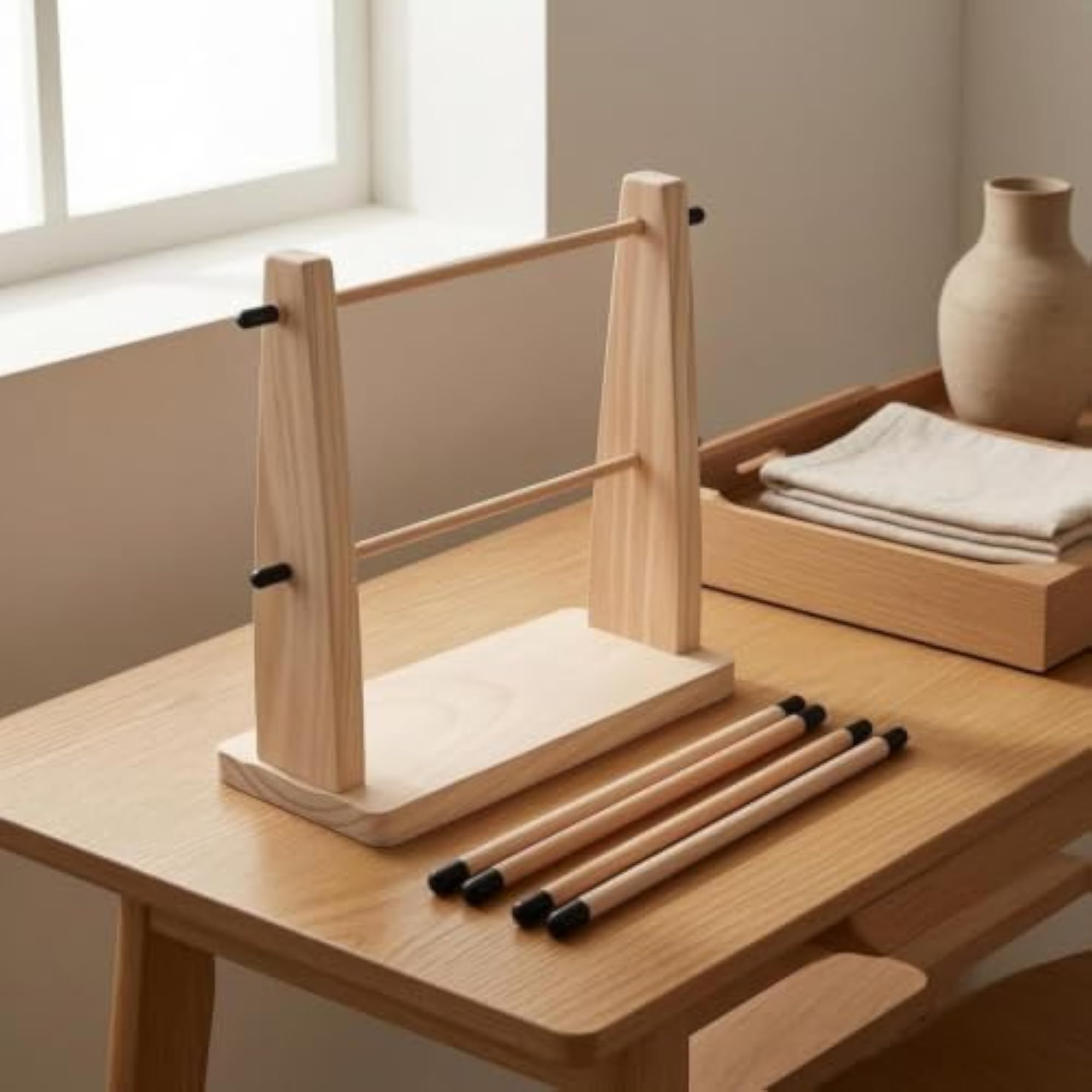 Rotating Wooden Yarn Holder for Needlework