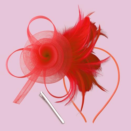 Image of DRESHOW Fascinators Hats for Women Tea Party Fascinator Hats Vintage 50s Headwear Cocktail Wedding Church Derby Hat