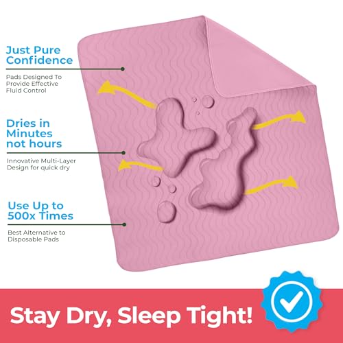 Image of 4 Pack Waterproof Reusable Heavy Absorbency Incontinence Bed Pads 34 inchx52 inch | Utopia Bedding Washable Underpads, Chuck Pads for Adults, Kids, Elderly and Pets, Bedwetting Pads for Sofa and Couch, Pink