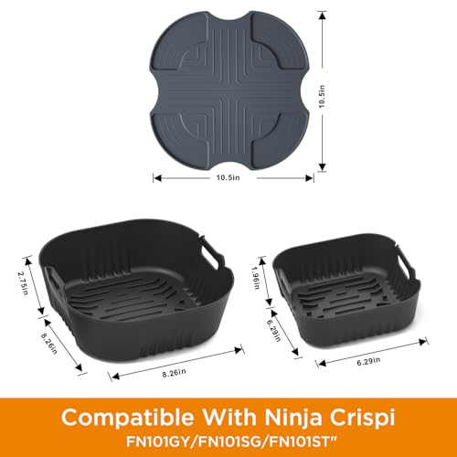 Image of Sicheer Silicone liner(2pcs) and silicone heat-resistant mat compatible with Ninja Crispi Air Fryer, Accessories for Ninja Crispi Air Fryer