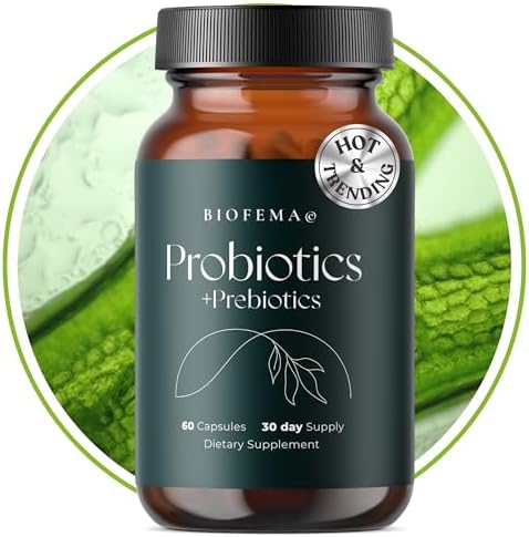 BIOFEMA Acidophilus Probiotics + Prebiotics for Women - Probiotics for Digestive, Gut Health and Bloating Relief - 40 Billion CFUs - 4 Highly Researched Good Bacteria Strains - 60 Vegan Capsules