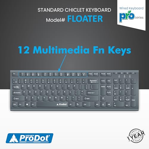 Image of ProDot High-Performance Wired Multimedia Chicklet Keyboard, Mouse & USB Hub Set for Laptop, PC, Game and Office Work (Black)