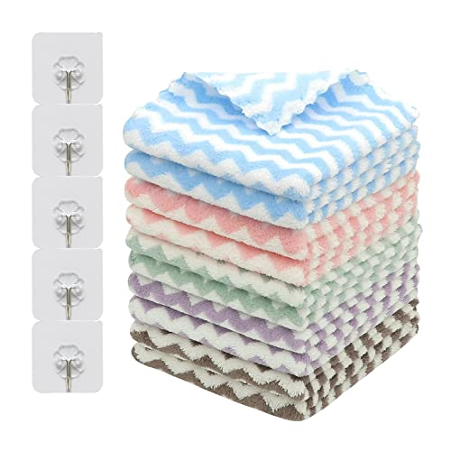 MKBK Straseapoit Microfiber Cleaning Rag, Microfiber Cleaning Rag, Multifunction Reusable Microfiber Cleaning Rag (11.8 * 11.8inch,10PCS+Sticky Hooks) Cover