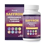 Theronika Aly Saffron Supplements – Blend with Ashwagandha, Safron, Rhodiola, Magnesium, L-Theanine, Zinc & B12, 88.5 mg Pure Saffron Extract Capsules Mood, Energy, Vision & Focus – 60 Vegan Capsules