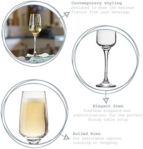 Argon Tableware 'Tallo' Contemporary Champagne Flutes - Gift Box Of 6 Glasses - 230ml (8oz)