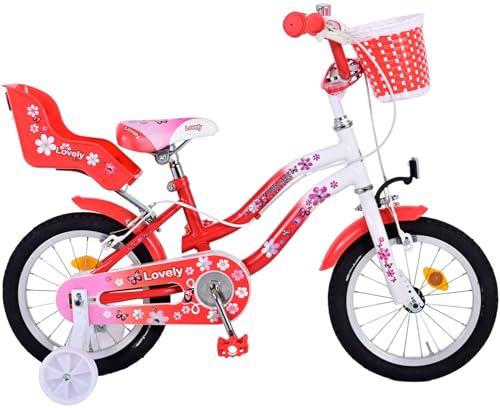 Volare Lovely Kinderfahrrad - Mädchen - 14 Zoll - Rot Weiß - 2...