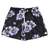 MECH-ENG Men's Graphic Print Shorts Boho Lightweight Athletic Running Workout Mesh Beach Summer Shorts(Black Flower Medium)