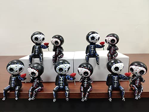 Sugar Skull Couple Figurine Sugar Skull Decor,Sugar Skull Statue Kit,Resin Crafts Cute Statue Skeleton Memorial Sculpture, Halloween Home Decor Collectible Figurines,Sugar Skull Gifts For Women (A) #TOP4