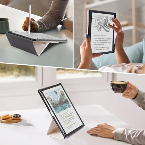 Image of CoBak Case for 11 inch Kindle Scribe 3rd Generation 2025, Kindle Scribe Colorsoft with Two Viewing Angles - All New PU Leather Cover with Auto Sleep Wake, Pen Holder. Oil Pink